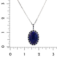 18K White Gold Sapphire, Black Opal, and Diamond Pendant Necklace