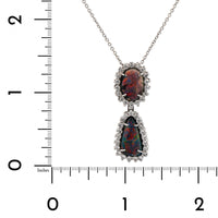 18K White Gold Opal and Diamond Halo Pendant Necklace
