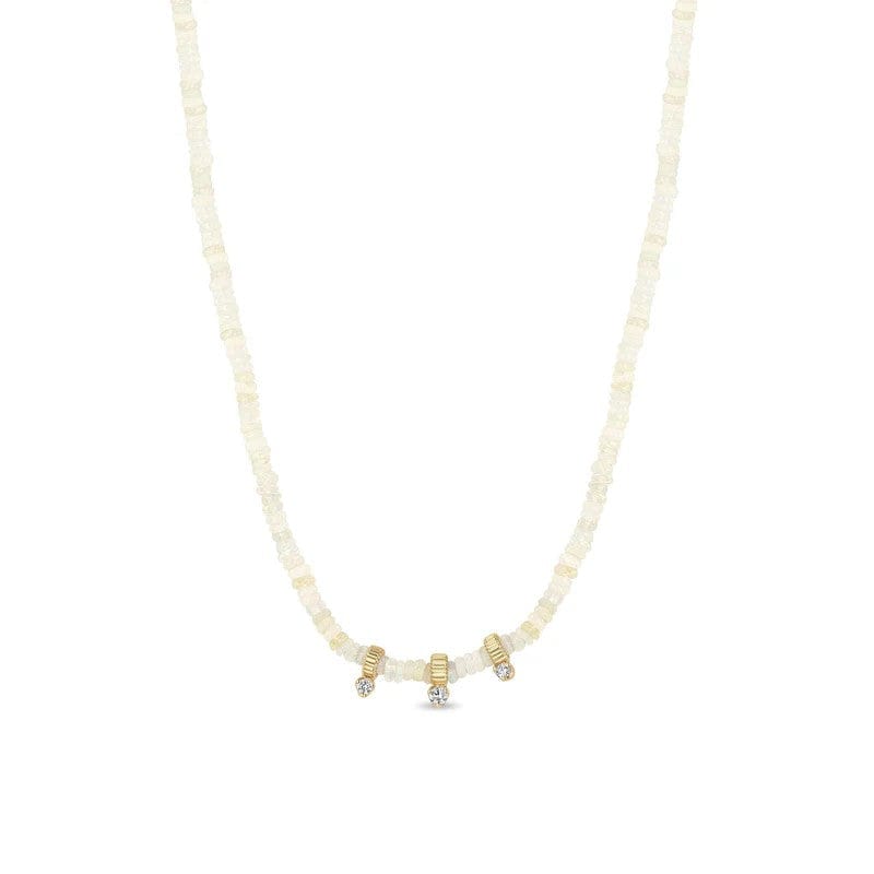 Zoe Chicco 14K Yellow Gold Fire Opal Bead and Diamond Necklace
