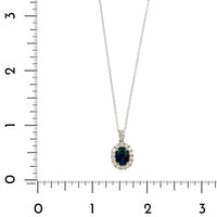 18K White Gold Oval Opal and Diamond Pendant Necklace