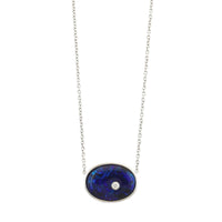 Platinum Oval Opal & Diamond Pendant Necklace