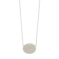 Platinum Oval Opal & Diamond Pendant Necklace