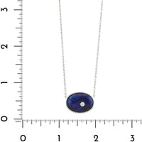 Platinum Oval Opal & Diamond Pendant Necklace