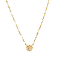 14K Yellow Gold Round Opal and Diamond Halo Pendant Necklace