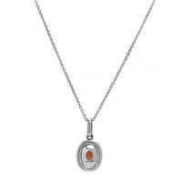 18K White Gold Oval Opal and Diamond Halo Pendant Necklace