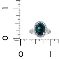 18K White Gold Opal and Diamond Halo Ring