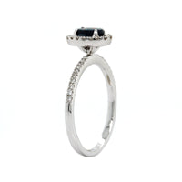 18K White Gold Opal and Diamond Halo Ring