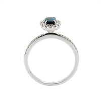 18K White Gold Opal and Diamond Halo Ring