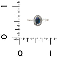 18K White Gold Opal and Diamond Halo Ring