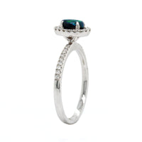 18K White Gold Opal and Diamond Halo Ring