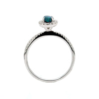 18K White Gold Opal and Diamond Halo Ring