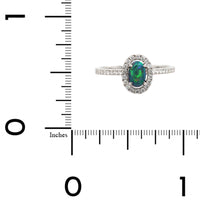 18K White Gold Opal and Diamond Halo Ring