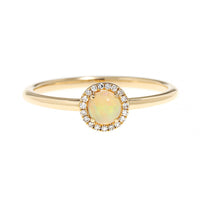 14K Yellow Gold Opal and Diamond Halo Ring