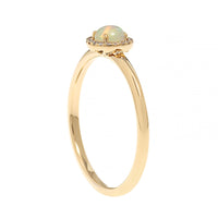 14K Yellow Gold Opal and Diamond Halo Ring