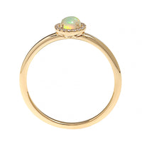 14K Yellow Gold Opal and Diamond Halo Ring