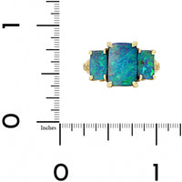 Suzy Landa 18K Yellow Gold 3 Stone Boulder Opal and Diamond Ring