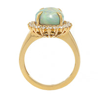 18K Yellow Gold Oval Lightning Ridge Opal and Diamond Halo Ring