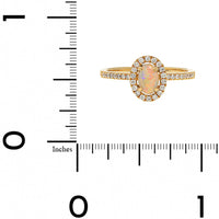 18K Yellow Gold Oval Lightning Ridge Opal and Diamond Halo Ring