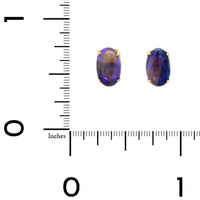 14K Yellow Gold Oval Opal Stud Earrings