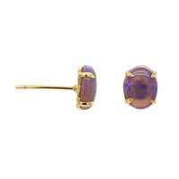 14K Yellow Gold Oval Opal Stud Earrings