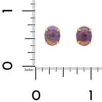 14K Yellow Gold Oval Opal Stud Earrings