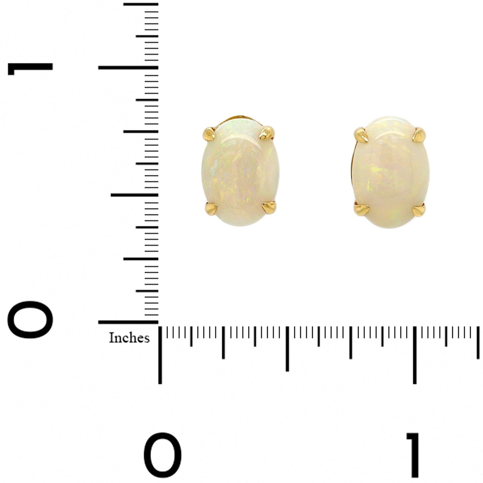 14K Yellow Gold Oval Opal Earrings