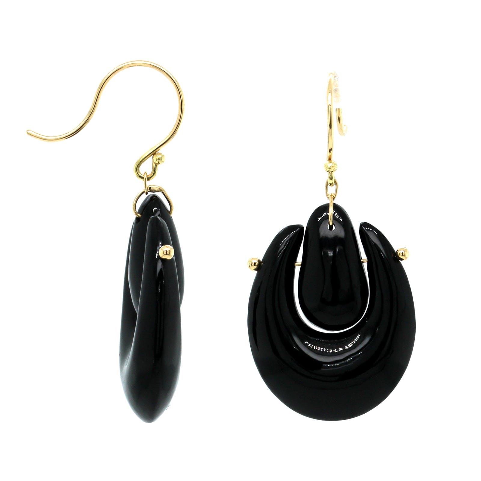 18K Yellow Gold Small Black Onyx O'Keefe Earrings