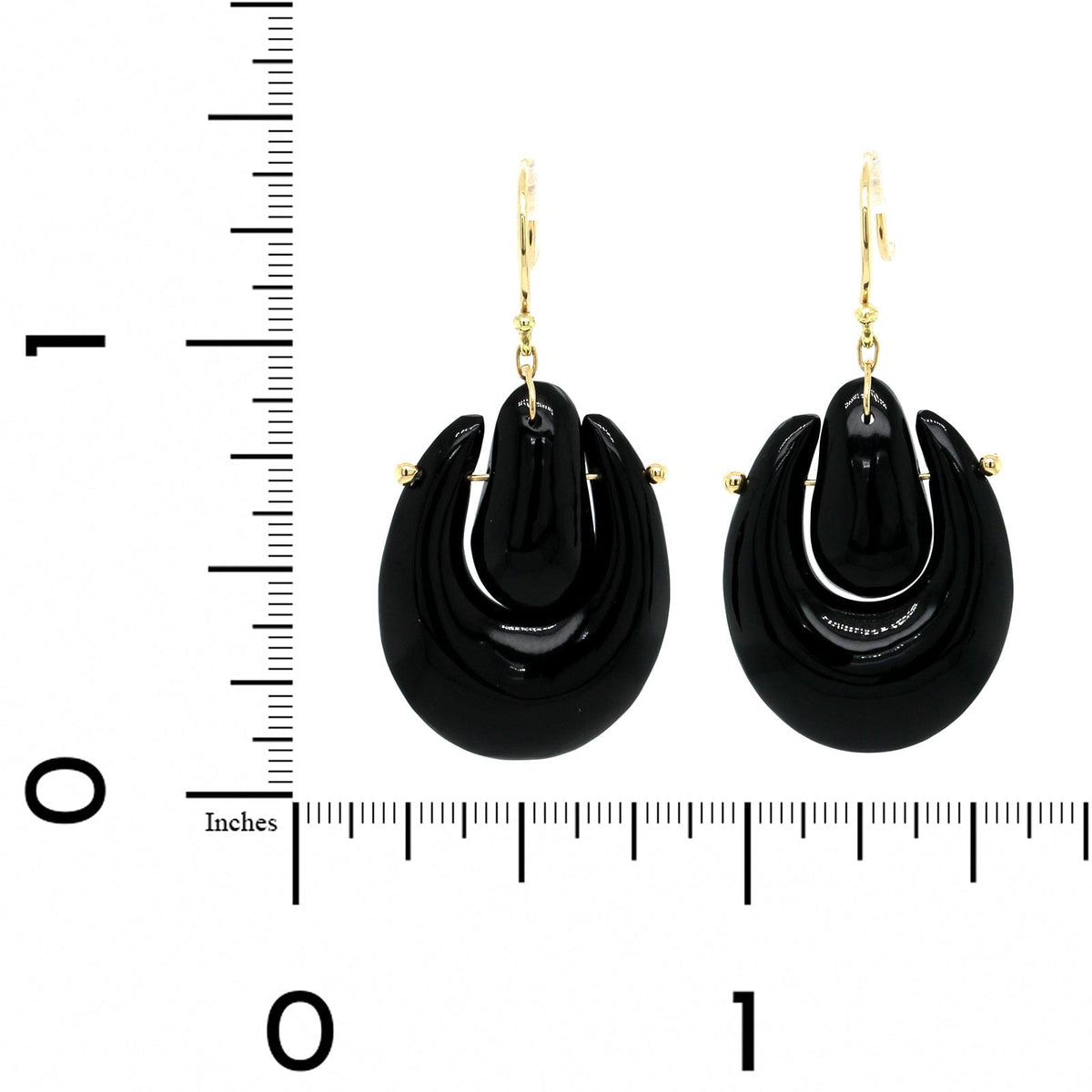 18K Yellow Gold Small Black Onyx O'Keefe Earrings