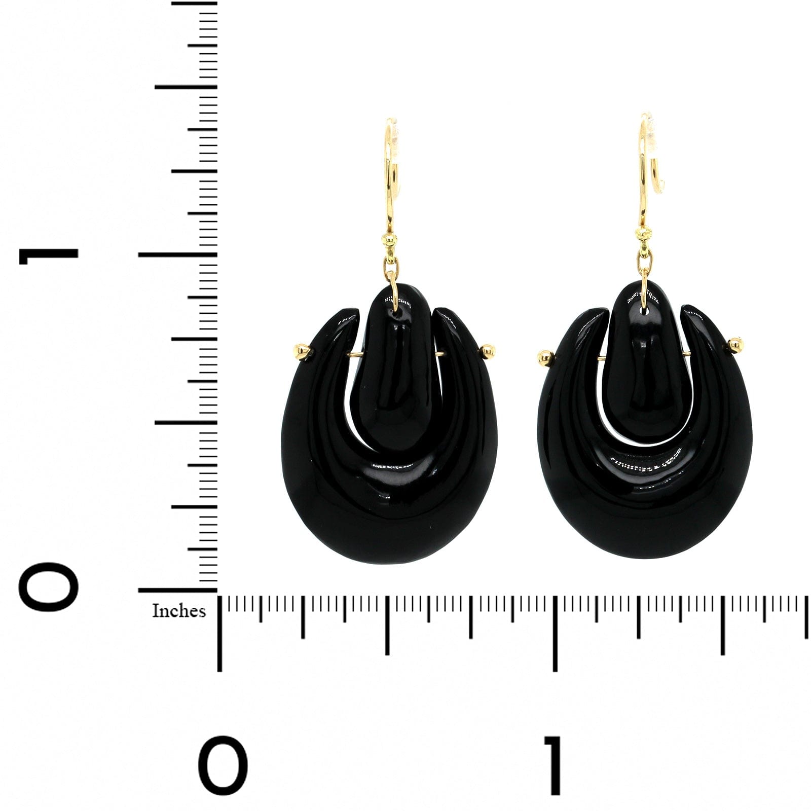 18K Yellow Gold Small Black Onyx O'Keefe Earrings