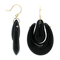 18K Yellow Gold Large Black Onyx O'Keefe Earrings