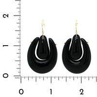 18K Yellow Gold Large Black Onyx O'Keefe Earrings