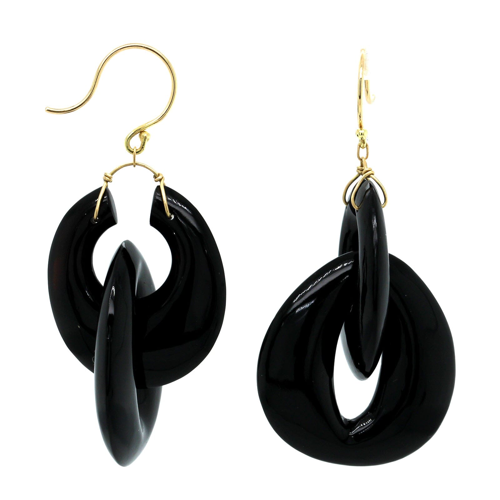 18K Yellow Gold Black Onyx Peacock Link Earrings – Long's Jewelers