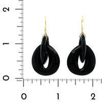 18K Yellow Gold Black Onyx Peacock Link Earrings