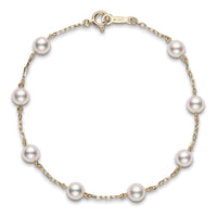 Mikimoto 18K Yellow Gold Akoya Cultured Pearl Station Bracelet