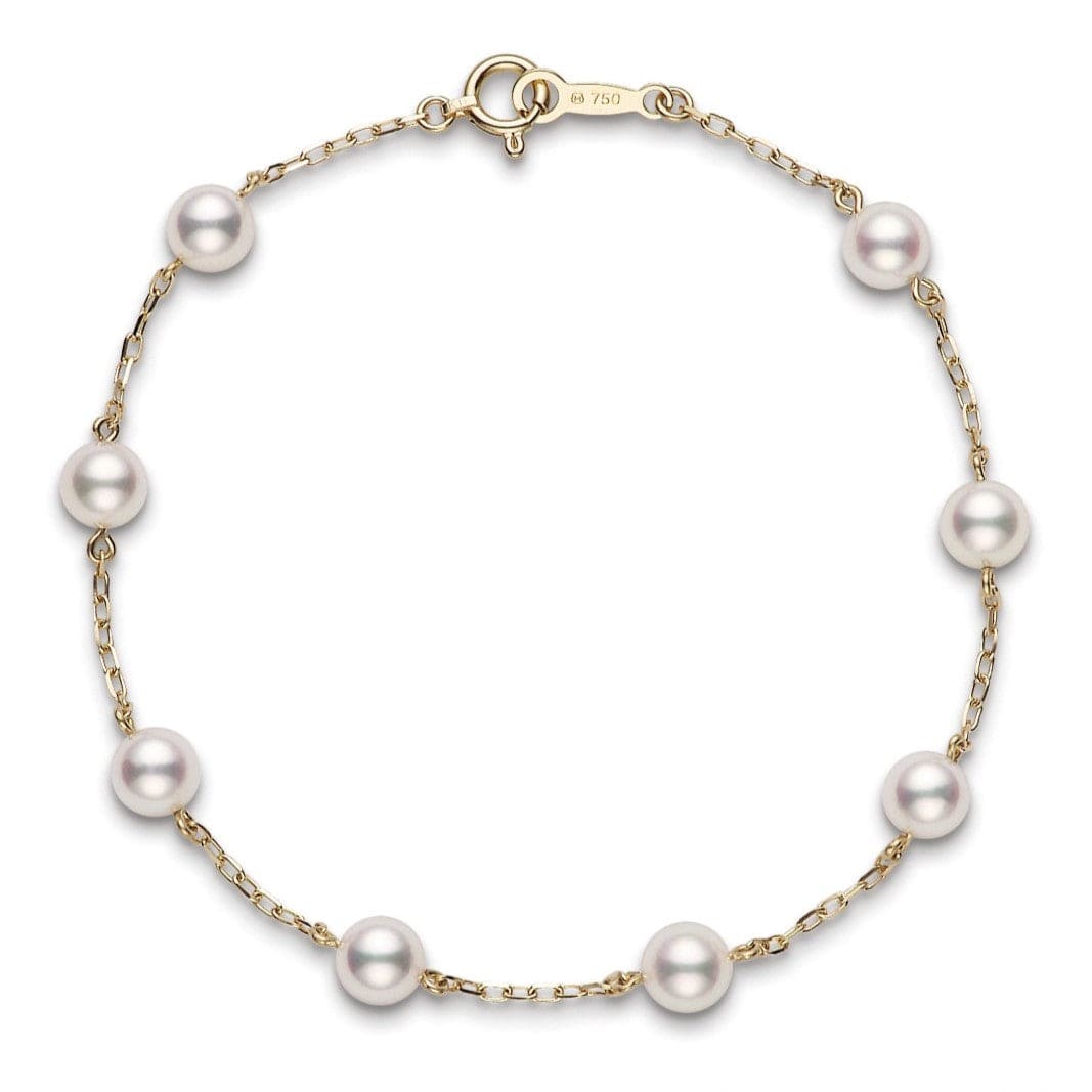 Mikimoto 18K Yellow Gold Akoya Cultured Pearl Station Bracelet