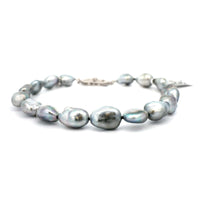 Mikimoto 18K White Gold Black South Sea Baroque Pearl Bracelet