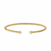 Micro Cablespira® Flex Bracelet 18K Yellow Gold with Pearls, 2.6mm