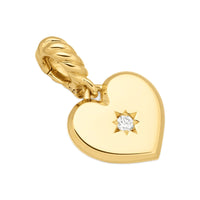 Compass Heart Amulet 18K Yellow Gold with Center Diamond, 11.3mm