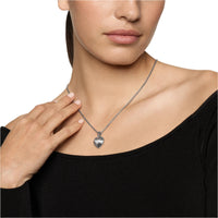 Puffy Heart Amulet Sterling Silver with Diamonds, 17mm