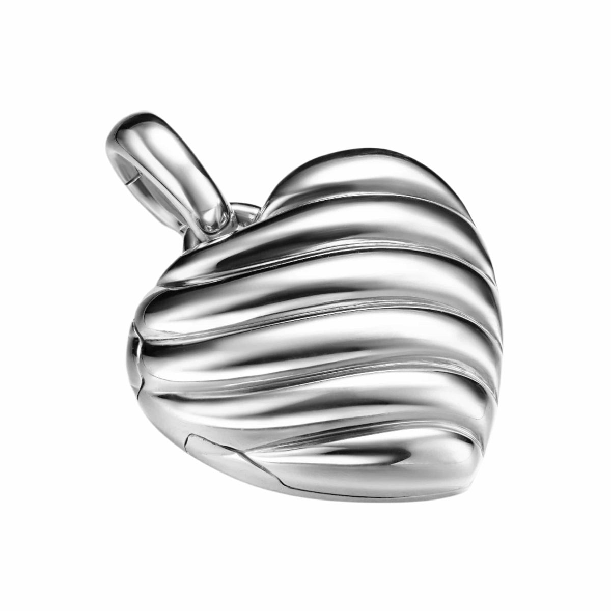 Sculpted Cable Heart Locket Sterling Silver, 23mm