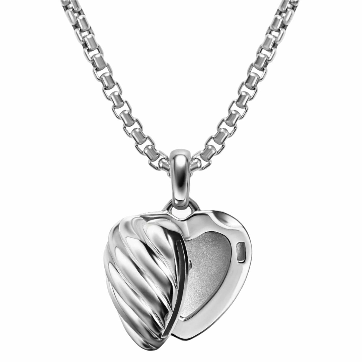 Sculpted Cable Heart Locket Sterling Silver, 23mm
