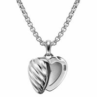Sculpted Cable Heart Locket Sterling Silver, 23mm
