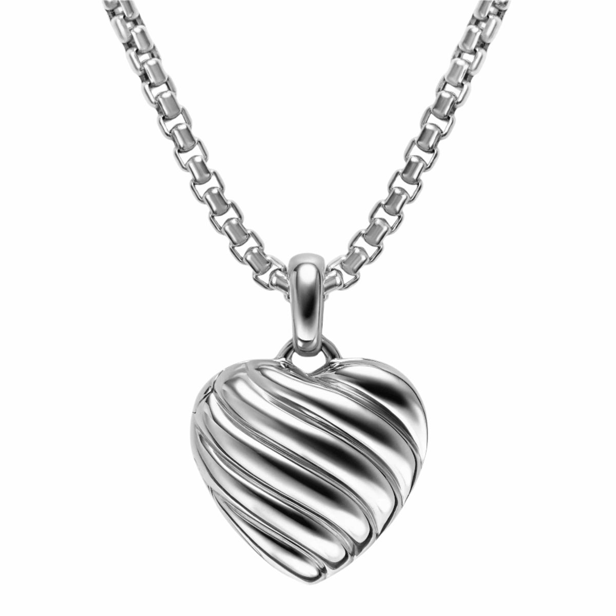 Sculpted Cable Heart Locket Sterling Silver, 23mm