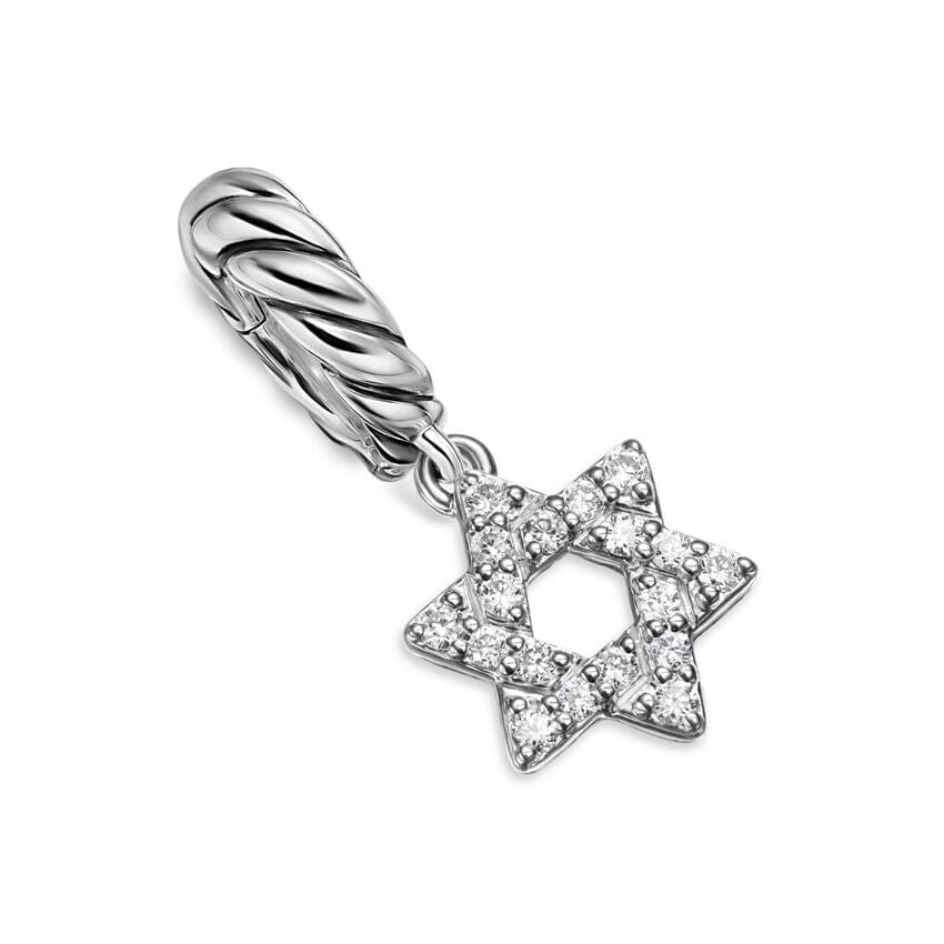 Micro Pavé Star of David Amulet in Sterling Silver with Diamonds, 7.4mm