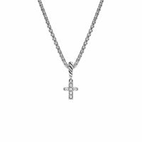 Micro Pavé Cross Amulet Sterling Silver with Diamonds, 8mm