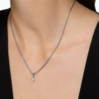 Micro Pavé Cross Amulet Sterling Silver with Diamonds, 8mm