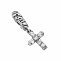 Micro Pavé Cross Amulet Sterling Silver with Diamonds, 8mm