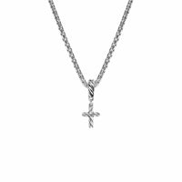 Micro Pavé Cross Amulet Sterling Silver with Diamonds, 8mm