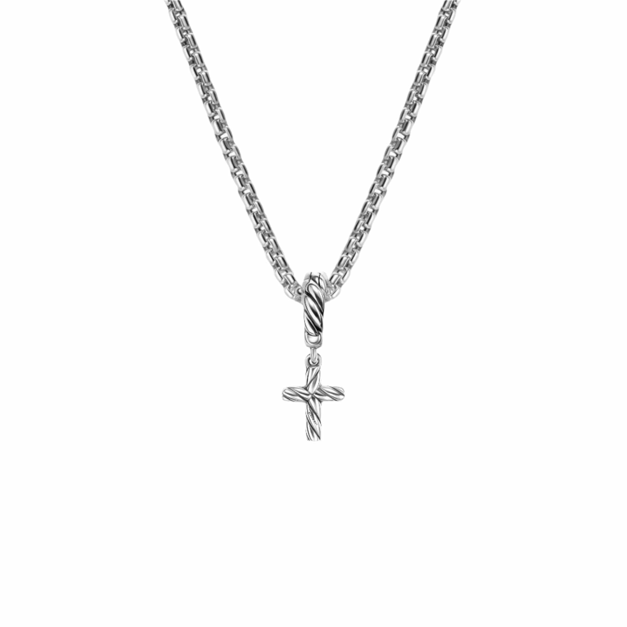 Micro Pavé Cross Amulet Sterling Silver with Diamonds, 8mm