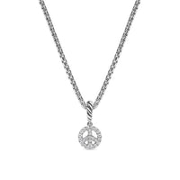Micro Pavé Peace Sign Amulet in Sterling Silver with Diamonds, 7.6mm